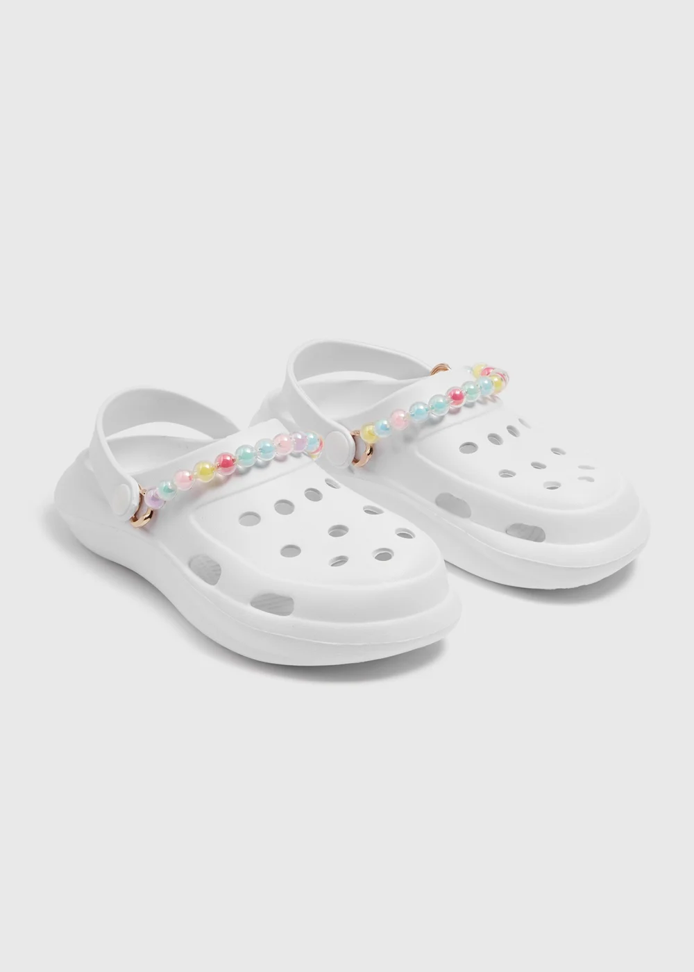 White Rainbow Chain Clogs (Younger 10-Older 5) - Size 1 Image 1