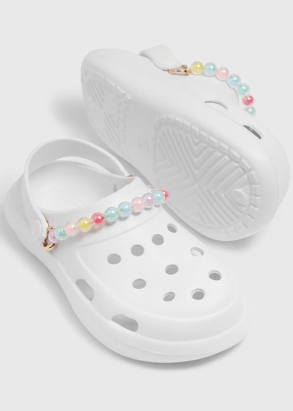 White Rainbow Chain Clogs (Younger 10-Older 5) - Size 1 Image 2