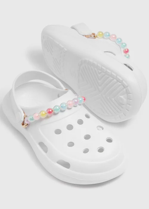 White Rainbow Chain Clogs (Younger 10-Older 5) - Size 1 Image 2