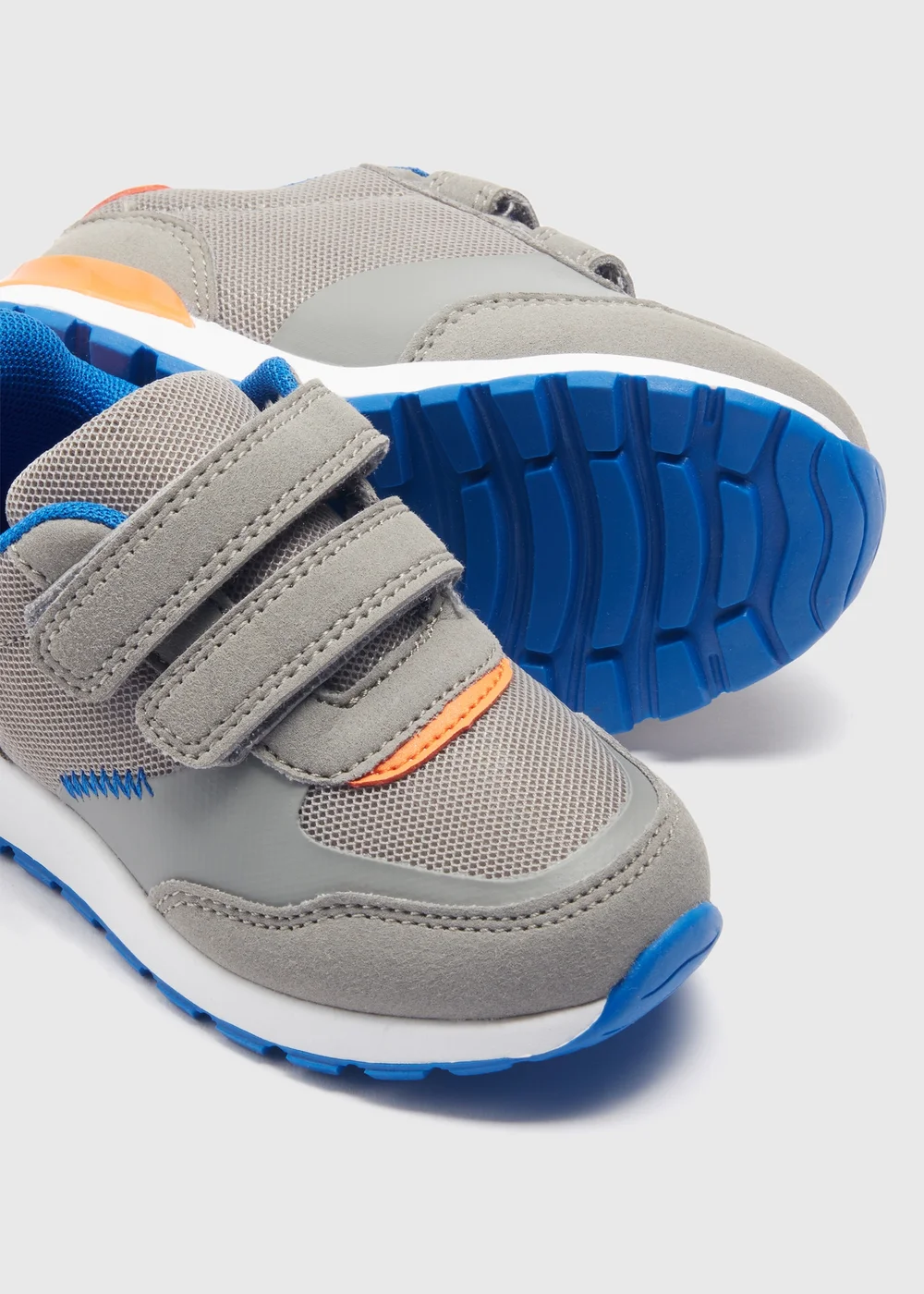 Boys Grey Double Strap Retro Trainers (Younger 4-12) - Size 4 Infants Image 2