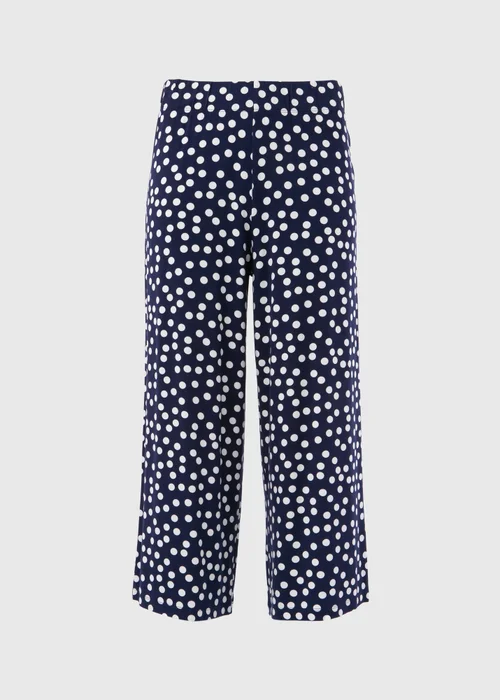 Navy Co Ord Spot Print Wide Leg Trousers - 8 Image 5