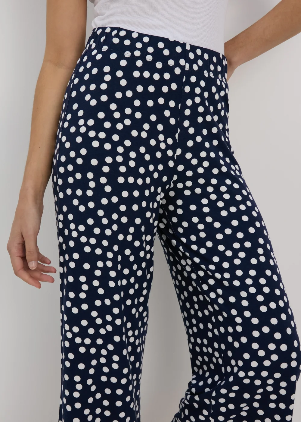 Navy Co Ord Spot Print Wide Leg Trousers - 8 Image 3