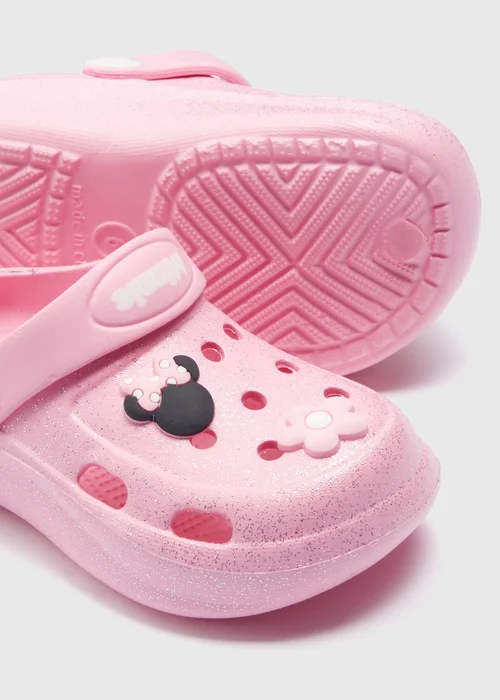 Disney Kids Pink Minnie Mouse Badge Clogs (Younger 4-12) - 6 Infant Image 2