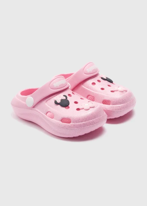 Disney Kids Pink Minnie Mouse Badge Clogs (Younger 4-12) - 6 Infant Image 1
