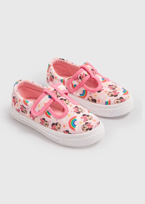 Disney Girls Pink Minnie Canvas Trainers (Younger 4-12) - Size 4 Infants Image 1