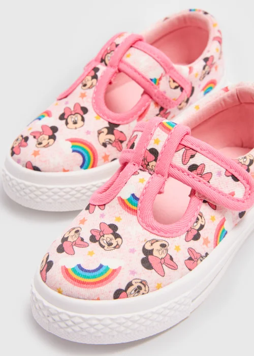 Disney Girls Pink Minnie Canvas Trainers (Younger 4-12) - Size 4 Infants Image 2