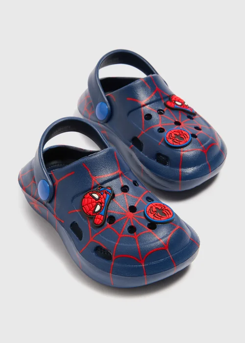 Marvel Kids Blue Spiderman Badge Clogs (Younger 4-12) - Size 4 Infants Image 2