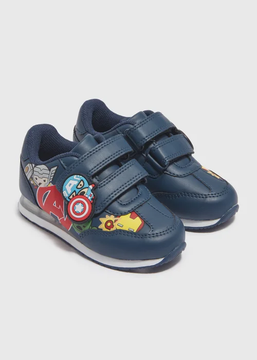 Kids Navy Avengers Double Strap Light Up Trainers (Younger 4-12) - 6 Infant Image 1