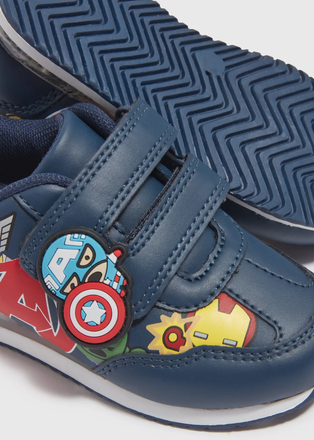 Kids Navy Avengers Double Strap Light Up Trainers (Younger 4-12) - 6 Infant Image 2
