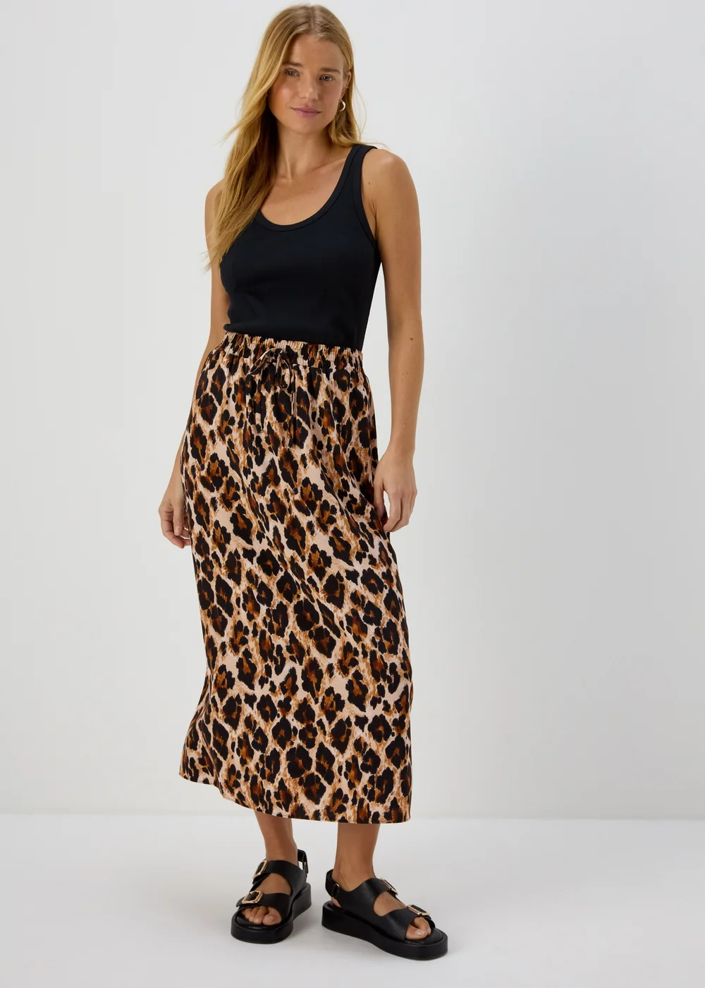 Brown Leopard Print Midi Skirt - 8 Image 1