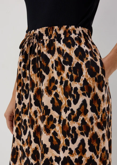 Brown Leopard Print Midi Skirt - 8 Image 3