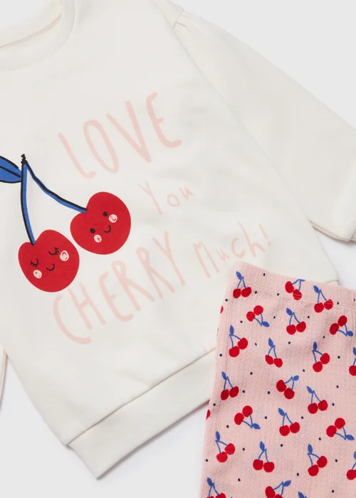 Pink Cherry Sweatshirt & Flared Bottoms Set (1-7yrs) - 2-3 Yrs Image 2