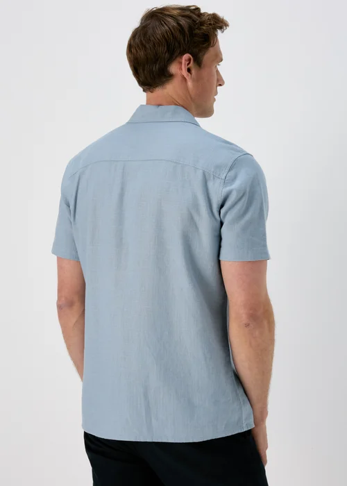 Blue Linen Viscose Shirt - Small Image 2