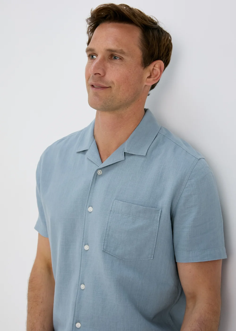 Blue Linen Viscose Shirt - Small Image 1