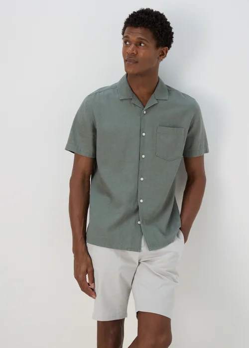 Khaki Linen Viscose Shirt - S Image 1