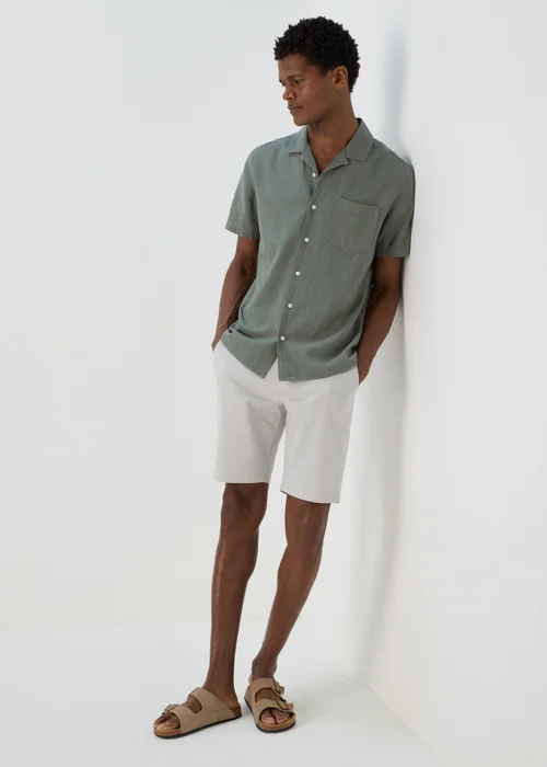 Khaki Linen Viscose Shirt - S Image 4