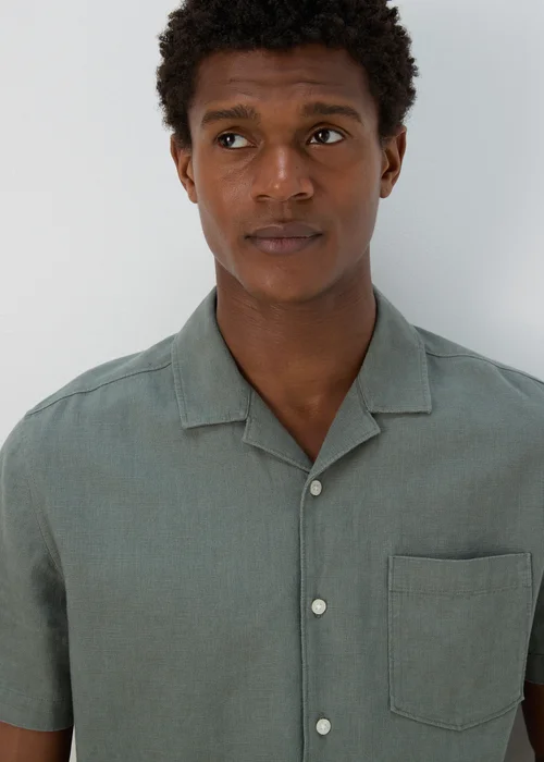 Khaki Linen Viscose Shirt - S Image 3