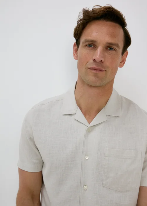 Ecru Linen Short Sleeve Shirt - Small Image 3