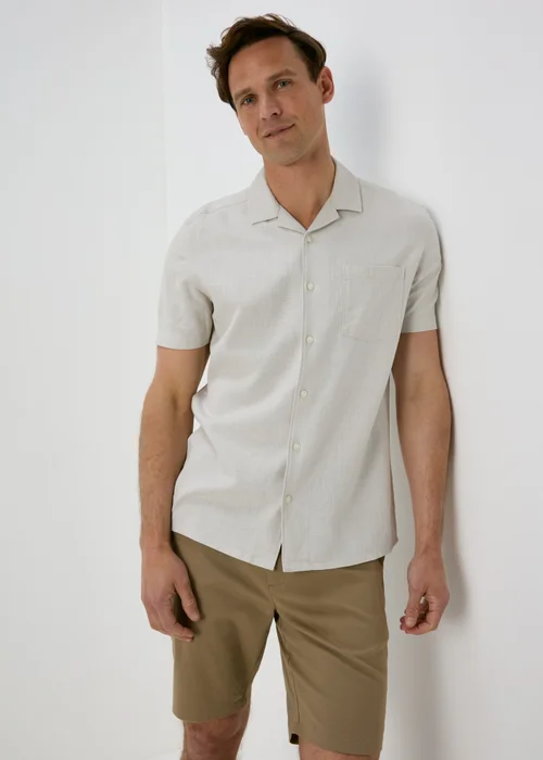 Ecru Linen Short Sleeve Shirt - Small Image 4