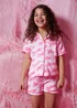 Barbie Pink Slogan Satin Shorts Set (4-12yrs) - Age 4 Years Image 3