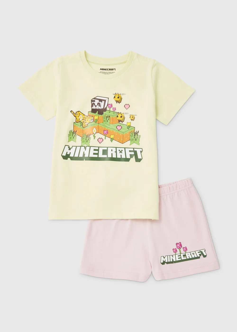 Minecraft Girls Pink Shortie Pyjama Set (5-12yrs) - Age 5 Years Image 1