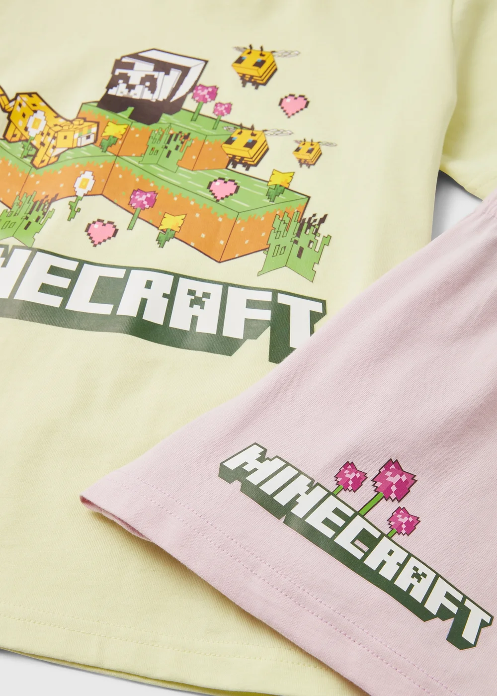 Minecraft Girls Pink Shortie Pyjama Set (5-12yrs) - Age 5 Years Image 2