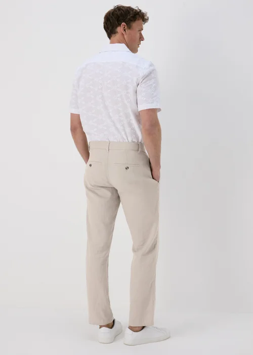 Stone Linen Straight Trousers - 30 Waist Regular Image 2