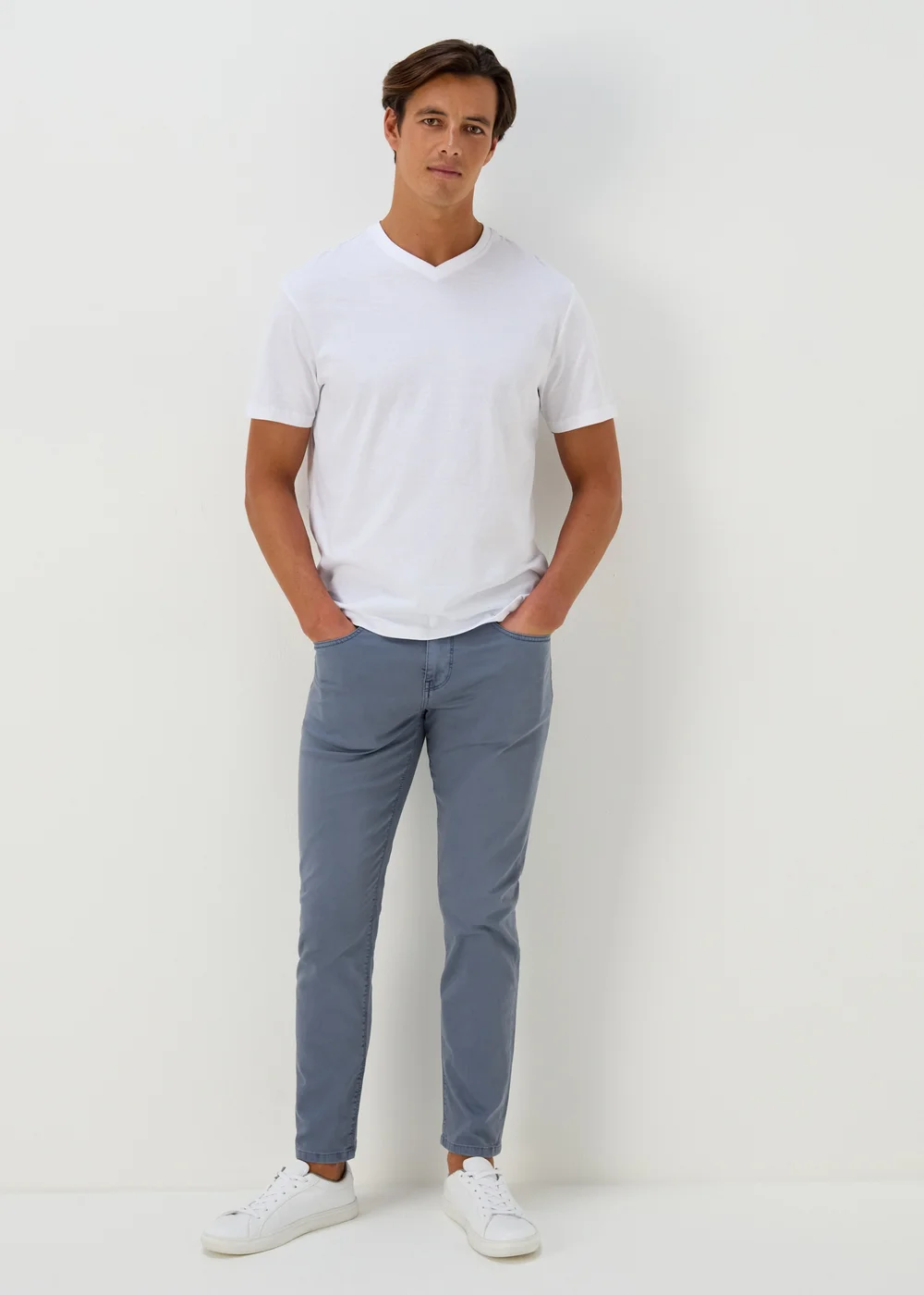 Blue Garment Dye Trousers - 30 Waist Regular Image 1