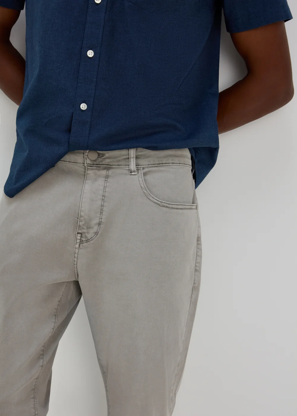 Grey Garment Dye Trousers - 30 Waist Regular Image 3