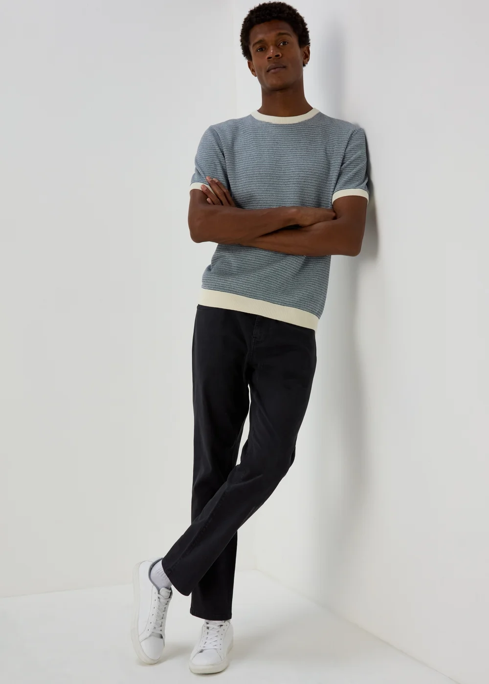 Navy Garment Dye Trousers - 30 Waist Regular Image 1