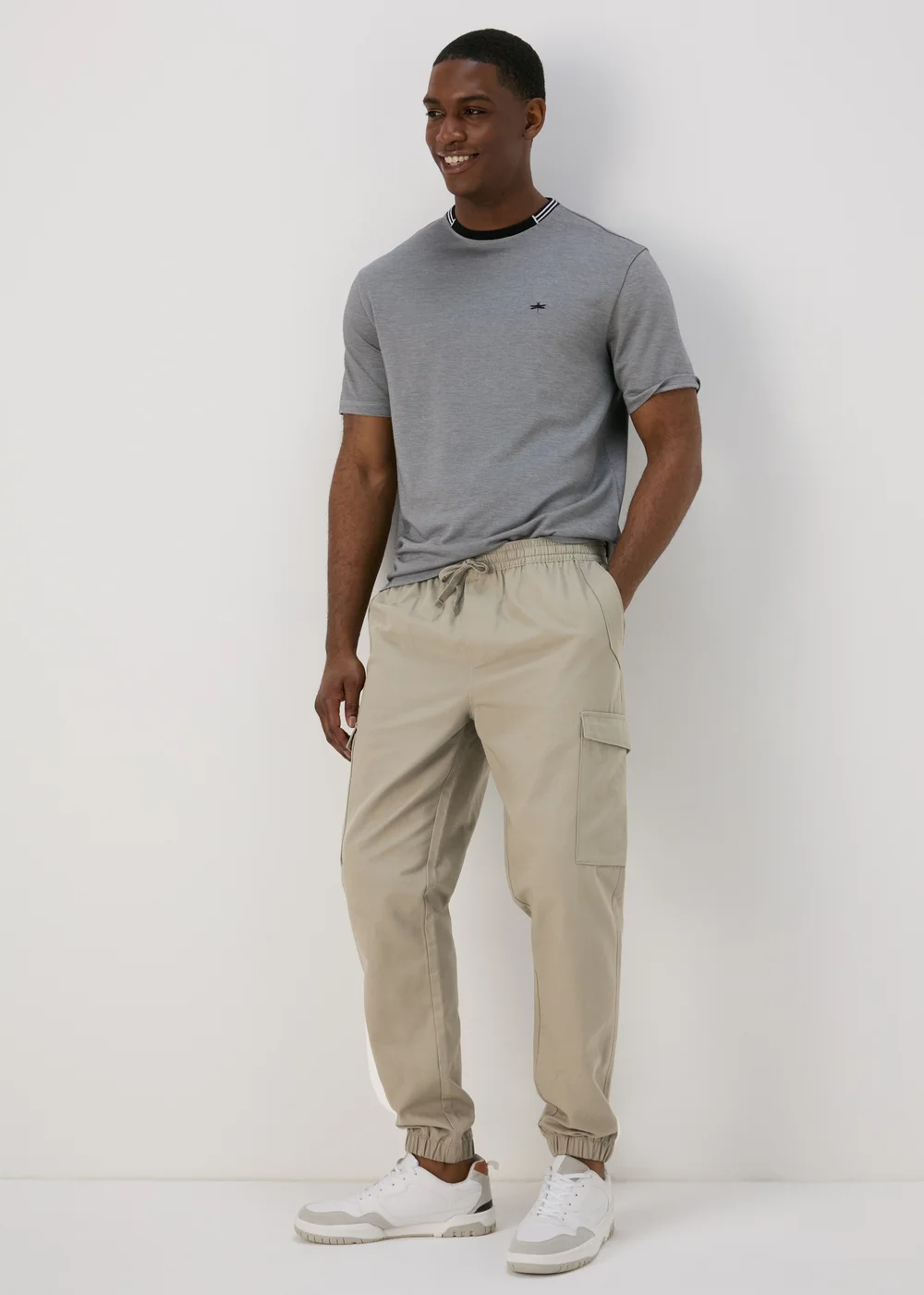 Sage Textured Cargo Trousers - Small Image 1