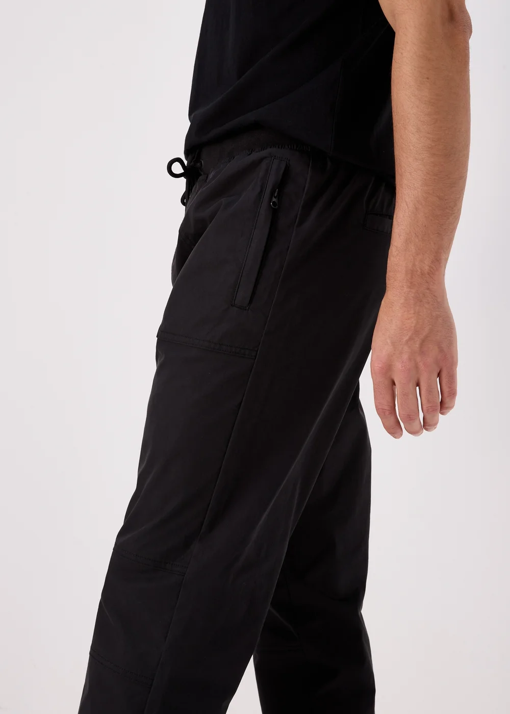 Black Ribbed Waist Cargos - Small Image 3