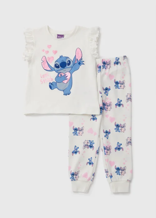 Disney Kids Cream Stitch Pyjama Set (9mths-7yrs) - Age 18 - 23 Months Image 1