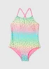Girls Multicoloured Foil Leopard Print Swimsuit (6-13yrs) - 6-7 Yrs Image 1