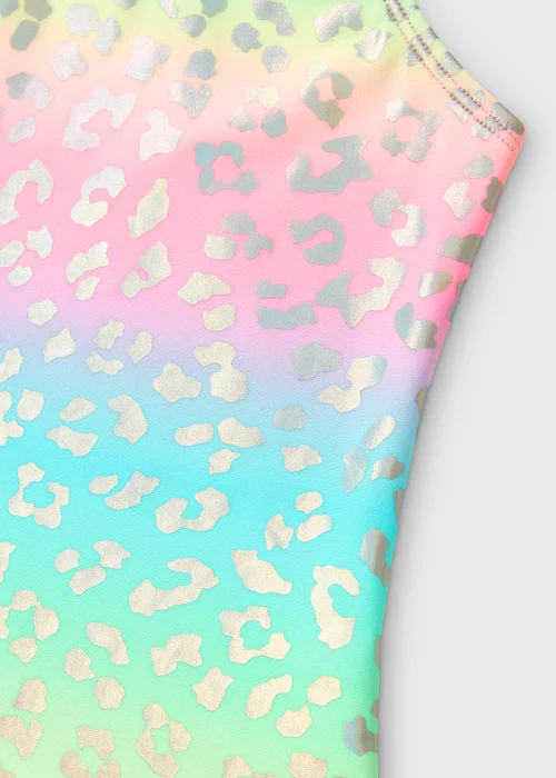 Girls Multicoloured Foil Leopard Print Swimsuit (6-13yrs) - 6-7 Yrs Image 2