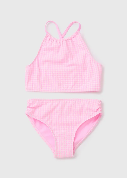 Girls Pink Gingham Bikini Set (6-14yrs) - Age 14 Years Image 1