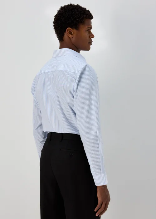 Taylor & Wright White Blue Stripes Regular Fit Shirt - Small Image 2