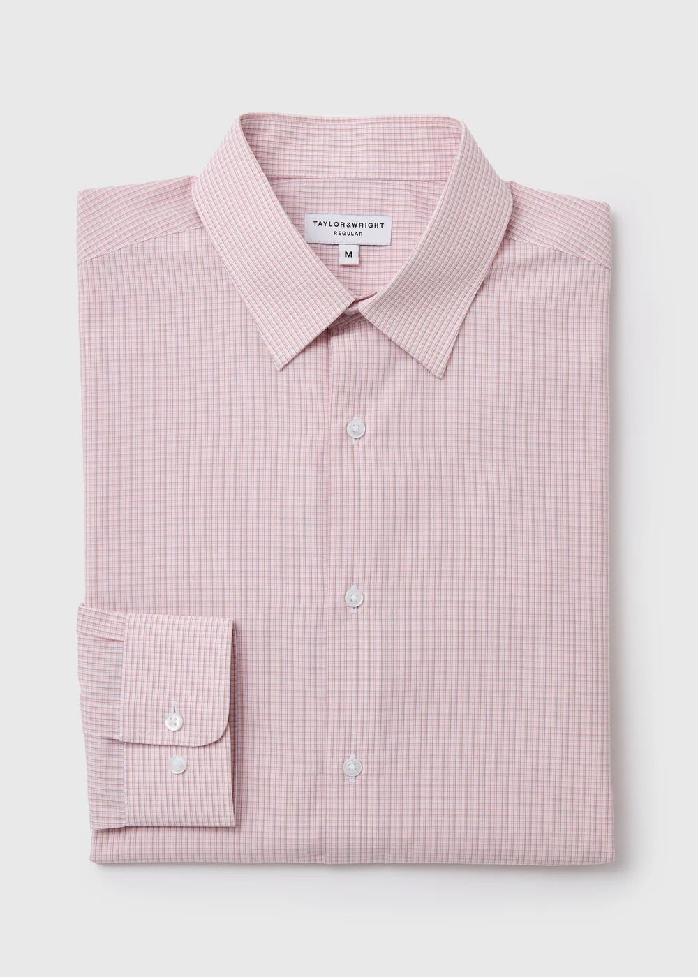 Taylor & Wright Pink Check Regular Shirt - Small Image 5