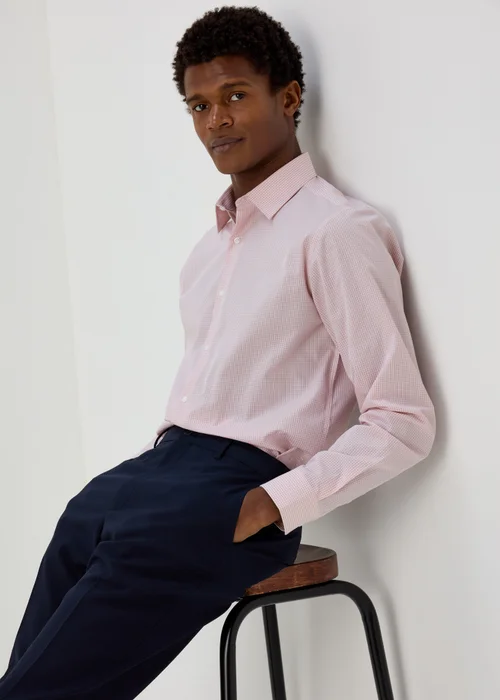 Taylor & Wright Pink Check Regular Shirt - Small Image 4