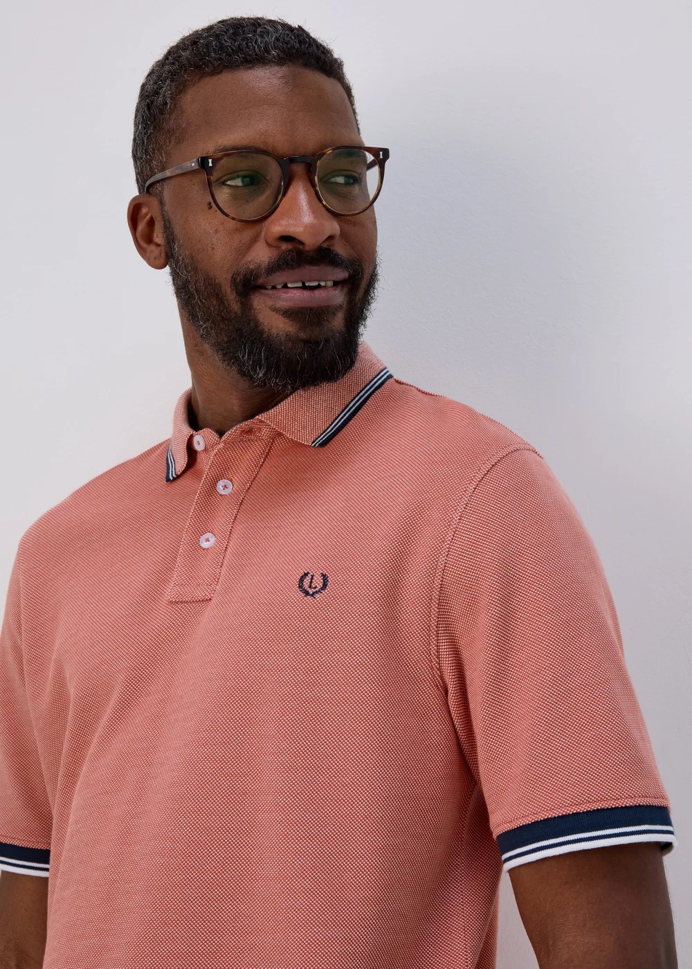 Lincoln Peach Textured Polo T-Shirt - S Image 3