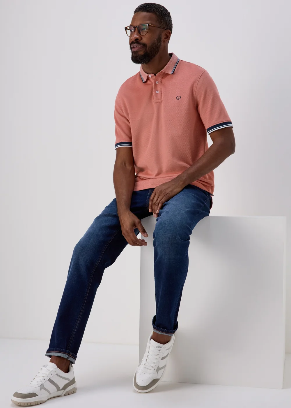 Lincoln Peach Textured Polo T-Shirt - S Image 4