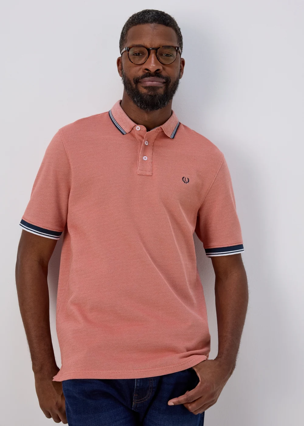 Lincoln Peach Textured Polo T-Shirt - S Image 1