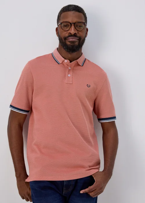 Lincoln Peach Textured Polo T-Shirt - S Image 1