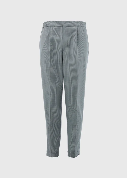 Taylor & Wright Grey Blue Pattern Pleated Trousers - 30/L31 Image 5