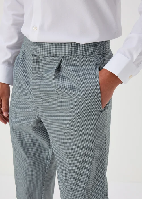 Taylor & Wright Grey Blue Pattern Pleated Trousers - 30/L31 Image 3