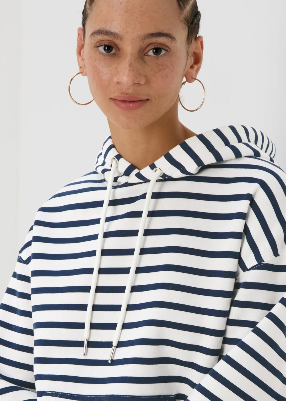 Cream Basic Stripe Hoodie - S Image 3