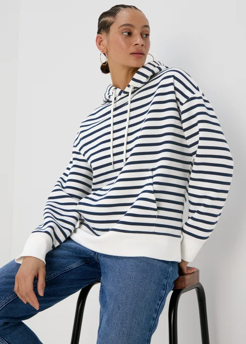 Cream Basic Stripe Hoodie - S Image 1