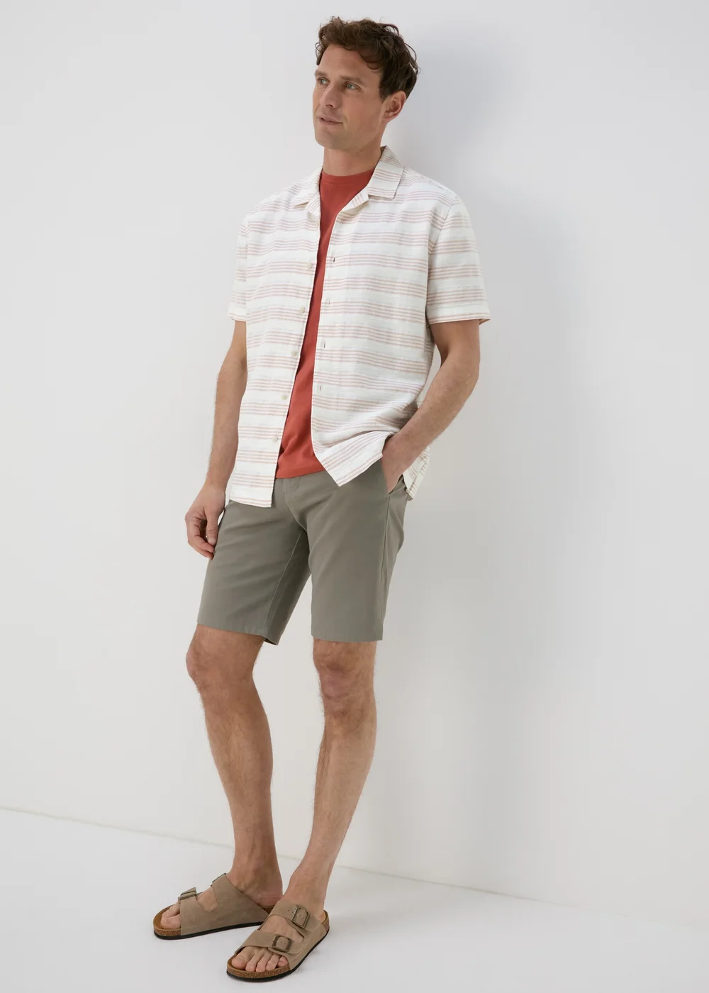 Pink Horizontal Stripe Textured Shirt - Small Image 4