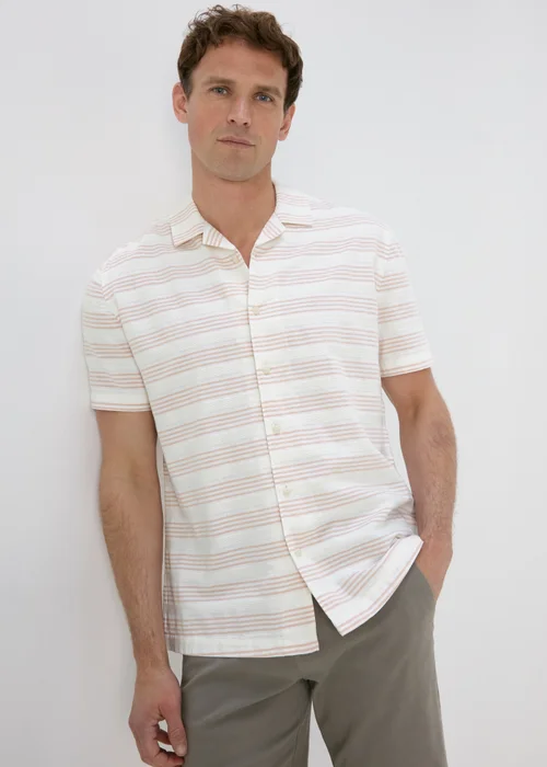 Pink Horizontal Stripe Textured Shirt - Small Image 1