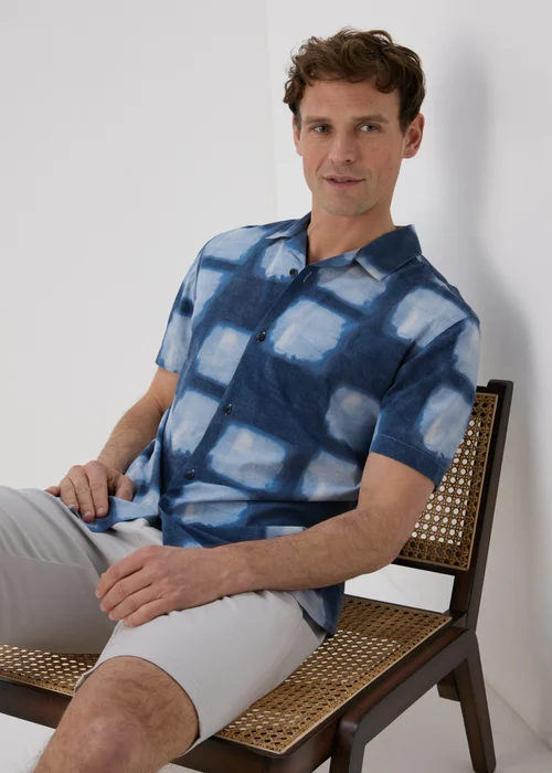 Blue Vivid Print Short Sleeve Shirt - Small Image 1